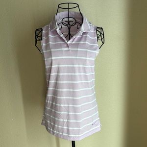 Nike Dri Fit Lavender White Striped Golf Polo Tank